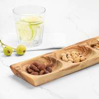 Plat à compartiments en bois d'olivier |   Vaisselle tunisienne pour la vente au détail et l'hôtellerie |   Vente en gros