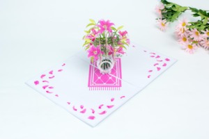 Bouquet de fleurs roses 3D carte de voeux papier artisanat en forme de fleur et d'arbre pour des occasions spéciales - Product Image 6