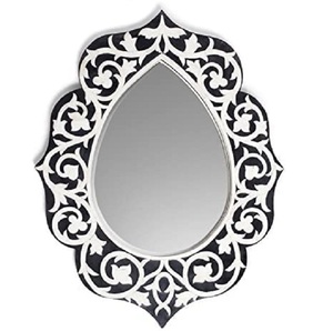 Espejo decorativo con incrustación de hueso negro, diseño Floral, para sala de estar, dormitorio, Oficina - Product Image 1