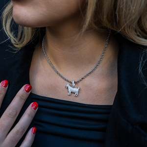 Personnalisé Unique En Argent Sterling 925 Rond Moissanite Diamant Chèvre Pendentif Style Classique VVS Clarté Griffe Ensemble Pendentif Cadeau Pour Elle - Product Image 6