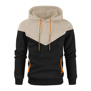 Sudadera con capucha de lana con bloque de color informal para hombre con bolsillos Sudadera de invierno para ropa de calle - Product Image 1