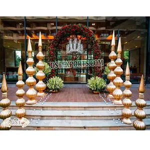 Golden Matka Pillars for Haldi Ceremony Decor South Indian Wedding Decor Kalash Pillars Sri Lankan Wedding Entrance Gumbad