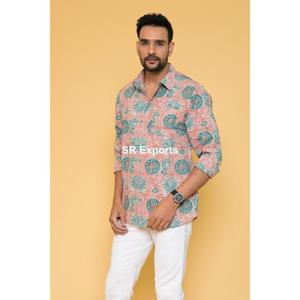 เสื้อเชิ๊ตพิมพ์ลายดอกไม้สำหรับผู้ชายเสื้อเชิ๊ตผ้าฝ้ายงานแฮนด์เมดเสื้อเชิ๊ตพิมพ์ลายดอกไม้สำหรับผู้ชายเสื้อเชิ๊ตผู้ชายใส่สบาย - Product Image 3