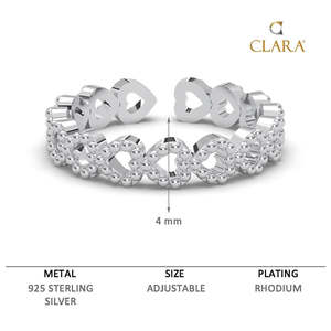 แหวนนิ้วรูปหัวใจประดับหยกชุบโรเดียมสไตล์โบโฮ-CLARA เงินแท้ 925 - Product Image 6