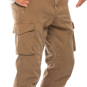 กางเกงแฟชั่นสำหรับผู้ชายกางเกงคาร์โก้กางเกง100% ผ้าฝ้ายสีดำมีกระเป๋าหลายกระเป๋า - Product Image 4