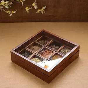Caja de especias de madera con ventana transparente y soporte para cuchara para uso diario en la cocina y recargas fáciles a precio mayorista - Product Image 6