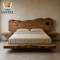 Maßgefertigtes Natürliches Massivholz-Hotelbett mit Naturkante für Luxus-Resorts, Villen und Hotelzimmer-Projekte