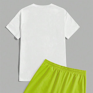 Pantalones cortos de color sólido para hombre, traje de manga corta, traje de camiseta, conjunto fino de dos piezas con estampado de verano para hombre, fabricantes de ropa personalizados - Product Image 5