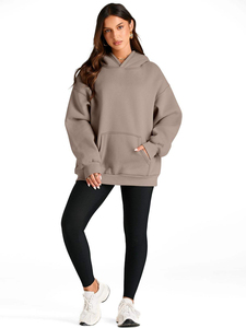 <b>Women's</b> Oversized <b>Fleece</b> Hoodie Front Pocket Loose Fit Casual Athletic Workout Pullover Customized Colors Eco-Friendly Knitted - Product Image 4