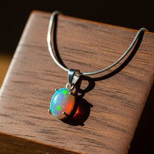 Pendentif bohème en forme de goutte, opale éthiopienne de qualité naturelle, pierre de cristal de guérison, serti de rhodium, tendance - Product Image 5