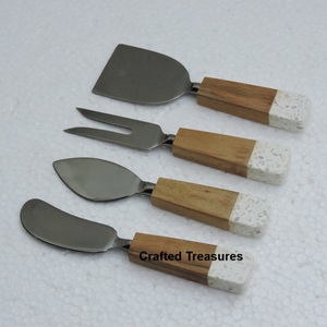 Juego de cubiertos de queso elegante clásico, herramienta con mango de resina, cuchillo de queso hecho a mano, rebanador de mantequilla de resina lujoso, juego de queso con textura - Product Image 5