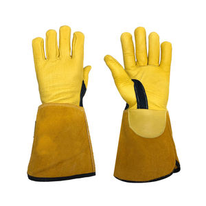Gants de soudage en cuir véritable imperméables, haute résistance, gants de sécurité raisonnables, résistance à la chaleur, personnalisés, bleus, double renfort - Product Image 4