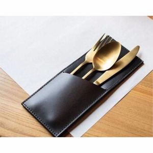 Porta Cubiertos de Cuero Genuino Ecológico Hecho a Mano para Restaurante, Organizador de Cubiertos, Almacenamiento de Cubiertos Vintage LRCH-0082 - Product Image 1