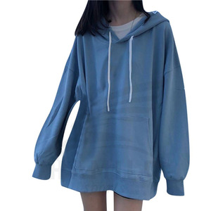 Hot Selling Women's Long Sleeve Gym Fleece Pullover Thick Hooded Winter Sport Breathable Polyester/Cotton 240g Solid Color - Product Image 4