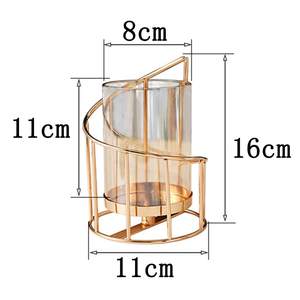 Nordique Métal Fer Pilier Bougeoir Ensemble 3 Carré Or Brillant Finition Verre Votive Cadre Antique Bol Durable Maison - Product Image 5