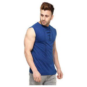 Nueva Camiseta sin Mangas para Hombre, Estilo Verano, Lisa, Teñida, con Capucha, Tejida y Transpirable, Talla Grande, con Decoración Bordada - Product Image 3
