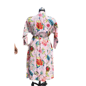 Kimono Albornoz de algodón Mujer Verano Frente abierto Ropa de dormir Bata Ropa de playa Vestido - Product Image 5