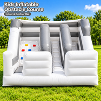 Parcours d'obstacles gonflable multifonctionnel commercial pour enfants, mur d'escalade à double voie, aire de jeux rebondissante, équipement de divertissement extérieur