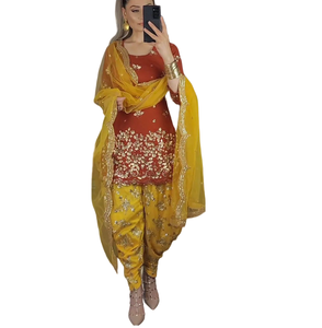 Ensemble indien traditionnel personnalisable pour femmes Eid Ramadan spécial Salwar Kameez Dhoti Style pantalon prêt à l'emploi pakistanais naturel - Product Image 1