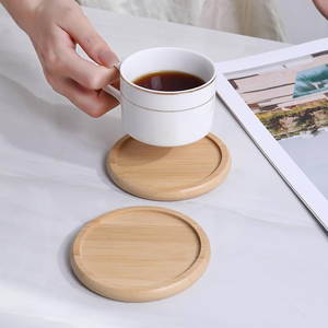 Posavasos de bambú natural al por mayor, platillo redondo de bambú y bandeja decorativa para mesa interior y exterior para tazas, macetas - Product Image 1