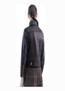 Chaqueta de piel sintética negra para mujer, chaqueta de piel auténtica de alta calidad, venta al por mayor, 2023 - Product Image 6