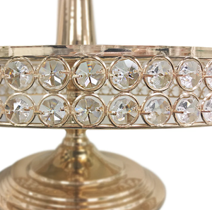 Soporte de pastel de metal de doble capa de latón AK en acabado dorado con soporte de pastel personalizado de cristal para decoración de hotel y restaurante - Product Image 4