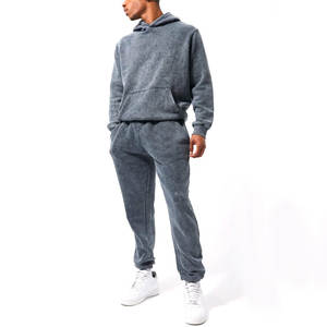Nouveau style de sweat et pantalon de survêtement d'hiver en détresse délavé à l'acide de qualité supérieure pour hommes à bas prix survêtement unisexe respirant - Product Image 1