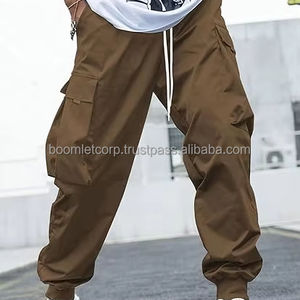 Pantalones Jogger Ligeros de Cintura Media con Logotipo Personalizado para Hombre, Pantalones Cargo de Lona de Algodón de Alta Calidad, Estilo Informal con Cordón para Gimnasio y Deporte - Product Image 1