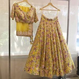 Meilleure vente de paillettes brodées lourdes en dentelle Cancan & Canvas Patta Style indien et pakistanais Lehenga Choli pour femme - Product Image 6