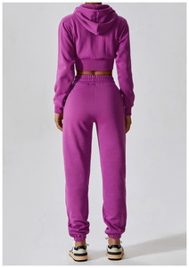 Vente en gros Ensembles sweat-shirt à manches longues en tricot gaufré pour femmes Survêtement personnalisé Ensemble 2 pièces sweat-shirt et pantalon - Product Image 2