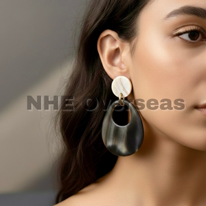 Boucles d'oreilles en corne naturelle authentique |   Bijoux de mode faits à la main, légers et écologiques pour femmes et filles |    Fabriqué par NHE Overseas - Product Image 4