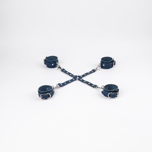 Ensemble cuir de vachette poignet cheville poignets collier ceinture arrière retenue et laisse deux trois quatre voies connecteur 11 pièces Kit BDSM-0049 - Product Image 4