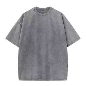 T-shirt en coton épais lavé à l'acide pour hommes surdimensionné T-shirt vierge vintage grande taille respirant - Product Image 4
