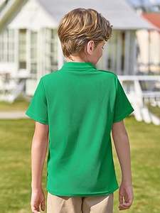 Polo pour enfants garçons de couleur unie 100% coton pour enfants T-shirt à manches courtes pour enfants Vente en gros OEM - Product Image 5