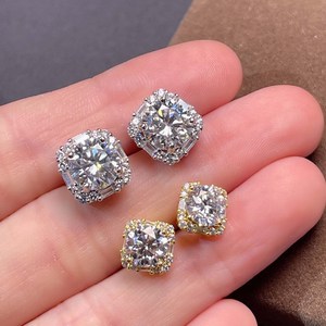 Boucles d'oreilles clous en moissanite ronde de 1 carat Tishya, argent 925 plaqué or et or rose, pour fêtes, mariages, cadeaux, fiançailles - Product Image 2