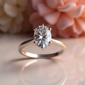 Anillo de Compromiso Oval de Oro Sólido, Joyería Fina de Rodio de 14K y 18K Personalizada, 4 Clavijas - Product Image 4