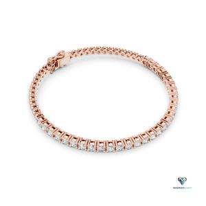 1.95 CT Rose <b>Gold</b> Round Lab Grown Diamond Tennis Bracelet in 18K <b>Solid</b> <b>Gold</b>, 6.5 Inch Classic Round Diamond Bracelet for Women - Product Image 3
