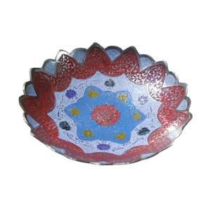 Bol de service et de fruits en laiton rond fait à la main de haute qualité avec gravure de fleurs multicolore et fini polonais pour une utilisation en cuisine - Product Image 4