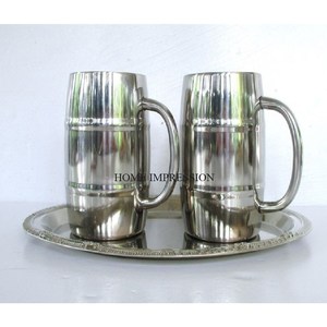 Taza de Metal puro 100% grabada, taza de cóctel de acero inoxidable Moscow Mule de 500ML con mango curvo, accesorios para barra, tazas de café - Product Image 2