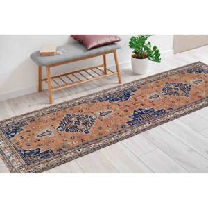 Tapis géométrique bleu marine antidérapant, tapis turc lavable en machine, avec poils doux - Product Image 5