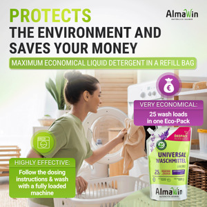 AlmaWin RTS 1 Détergent Liquide Universel pour Linge 1,5L Eco-Pack Recharge avec Parfum Lavande Haute Concentration pour Bébé - Product Image 3