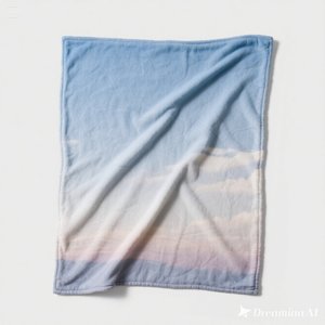 Manta de lana suave de lujo Cozy Pink Blue Sky Design Tamaño Doble - Product Image 1