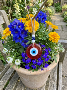 SNB0701 Wholesale 7cm <b>Red</b> <b>Glitter</b> Glass Evil Eye Amulet, Handmade Turkish Nazar Boncugu Wall Hanging, Home Protection Charm Wedd - Product Image 6