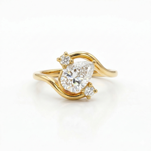 Anillo de Compromiso de Plata de Ley con Diamantes de Corte Pera de 1.50 Quilates, Corte Excelente/Brillante, Engaste de Garras, Bañado en Rodio, Anillo de Boda - Product Image 1
