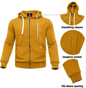 Conjunto Deportivo Personalizado Amarillo para Hombre, 2 Piezas, Informal, para Correr, con Sudadera con Capucha y Cremallera Completa y Pantalones Deportivos, para Invierno - Product Image 3