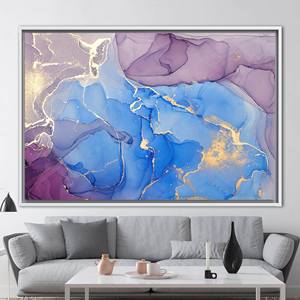 Toile imprimée moderne : Art abstrait de luxe en marbre doré, 1 pièce : encadré blanc - Product Image 1