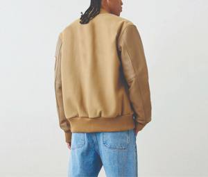 Chaqueta de bombardero de béisbol estilo universitario Letterman de lana para hombre, ropa de calle, prendas de vestir exteriores, Mangas de cuero PU, soporte de impresión Puff - Product Image 2