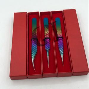 Pince à épiler professionnelle GETUP BROSONS IMPEX pour extensions de cils, en acier inoxydable, avec revêtement multi-poudre isolant - Product Image 1