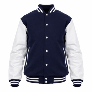 แจ็คเก็ตวาร์ซิตี้คลาสสิกสำหรับผู้ชาย ตัวเสื้อทำจากผ้าขนสัตว์ แขนเสื้อทำจากหนัง แจ็คเก็ตเลตเตอร์แมนแบบนักศึกษา ผู้ผลิตแบบ OEM - Product Image 1