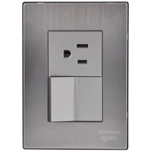 Enchufe de Corriente, MXIOI-001, 1 Pieza, Contacto/Interruptor, 125-250VAC, 10/15A, 50/60Hz, Plateado, Acero Inoxidable/PC. - Product Image 1